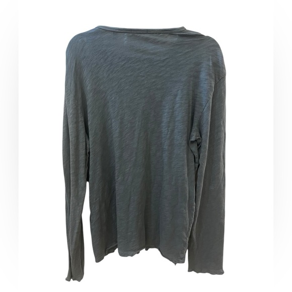 ATM distressed Henley Dexter Kill shirt half button long sleeve blue grey large - Picture 2 of 12